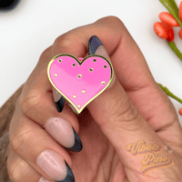 Image 2 of Heart of Love Enamel Pin – Pink Heart with Gold Accents