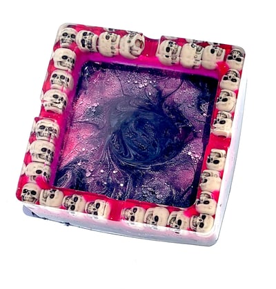 Image of Pink + Black + SKULLS ashtray/ small dish