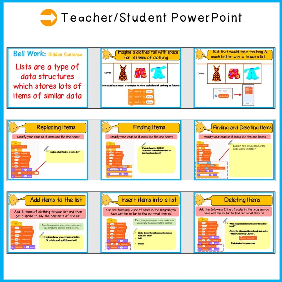 Image of Scratch Programming Working with Lists Skill Level Advanced Distance Learning