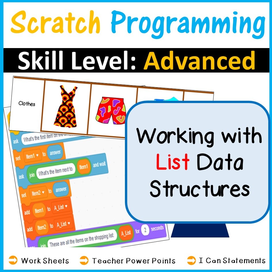 Scratch Programming Working With Lists Skill Level Advanced Distance ...