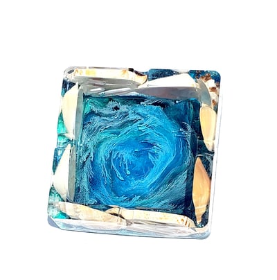 Image of Seashell + Blue swirl square ashtray/ small dish 