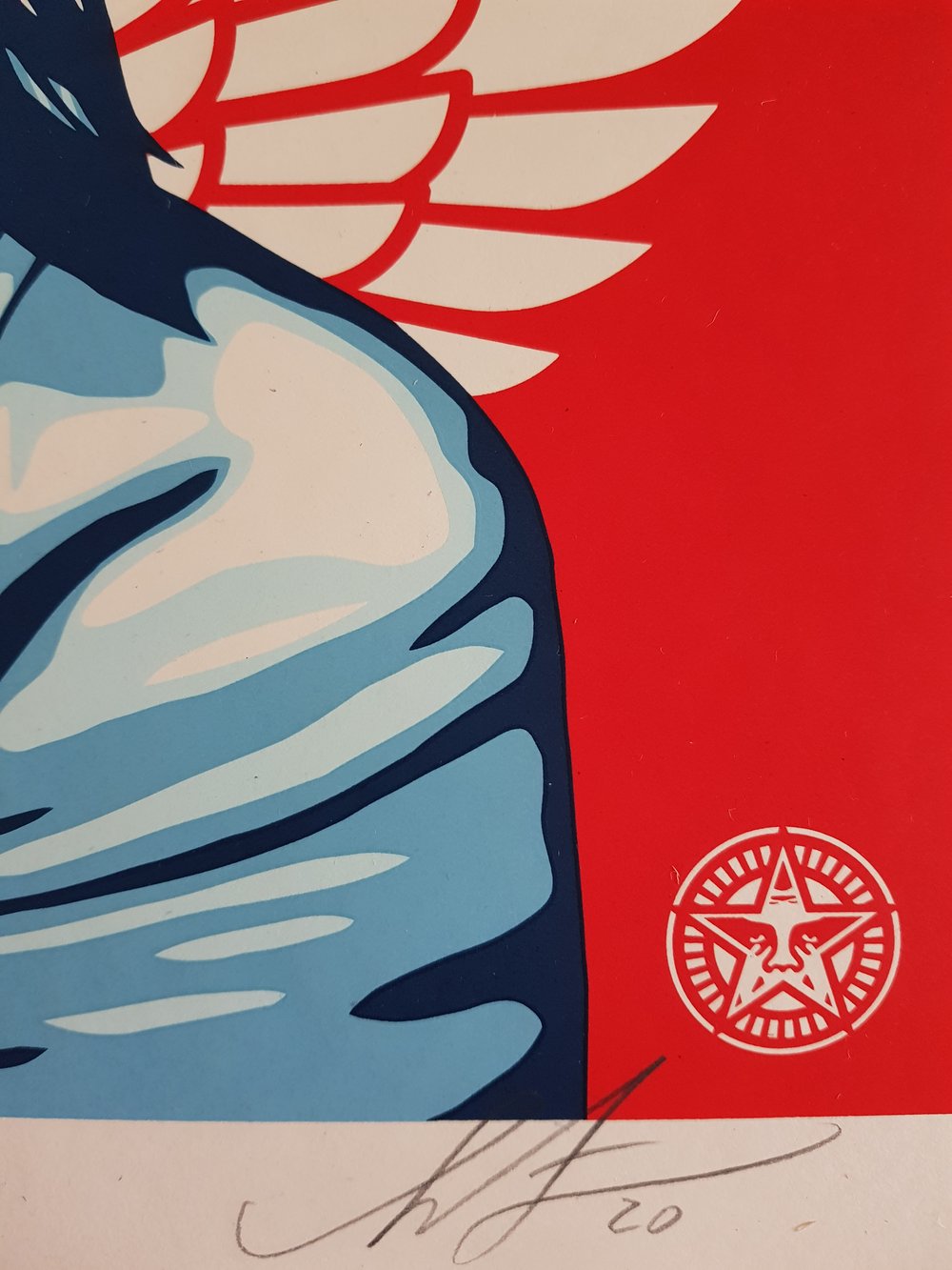 SHEPARD FAIREY (OBEY) - "ANGLE OF HOPE AND STRENGTH" - SIGNED LTD ED OF 550 - 60CM X 45CM