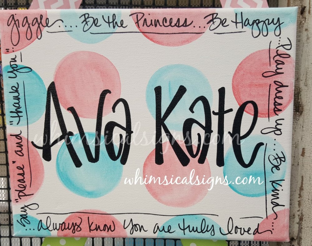 Image of Name Canvas - Soft Blue and Pink