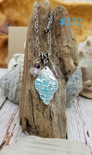 Image of Recycled Fine Silver- Handmade- Sea Glass- Fluorite- Necklace- #372