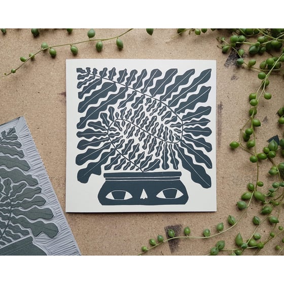 Image of Håndtrykket kort med konvolutt - plantemotiv av Anine Hansen