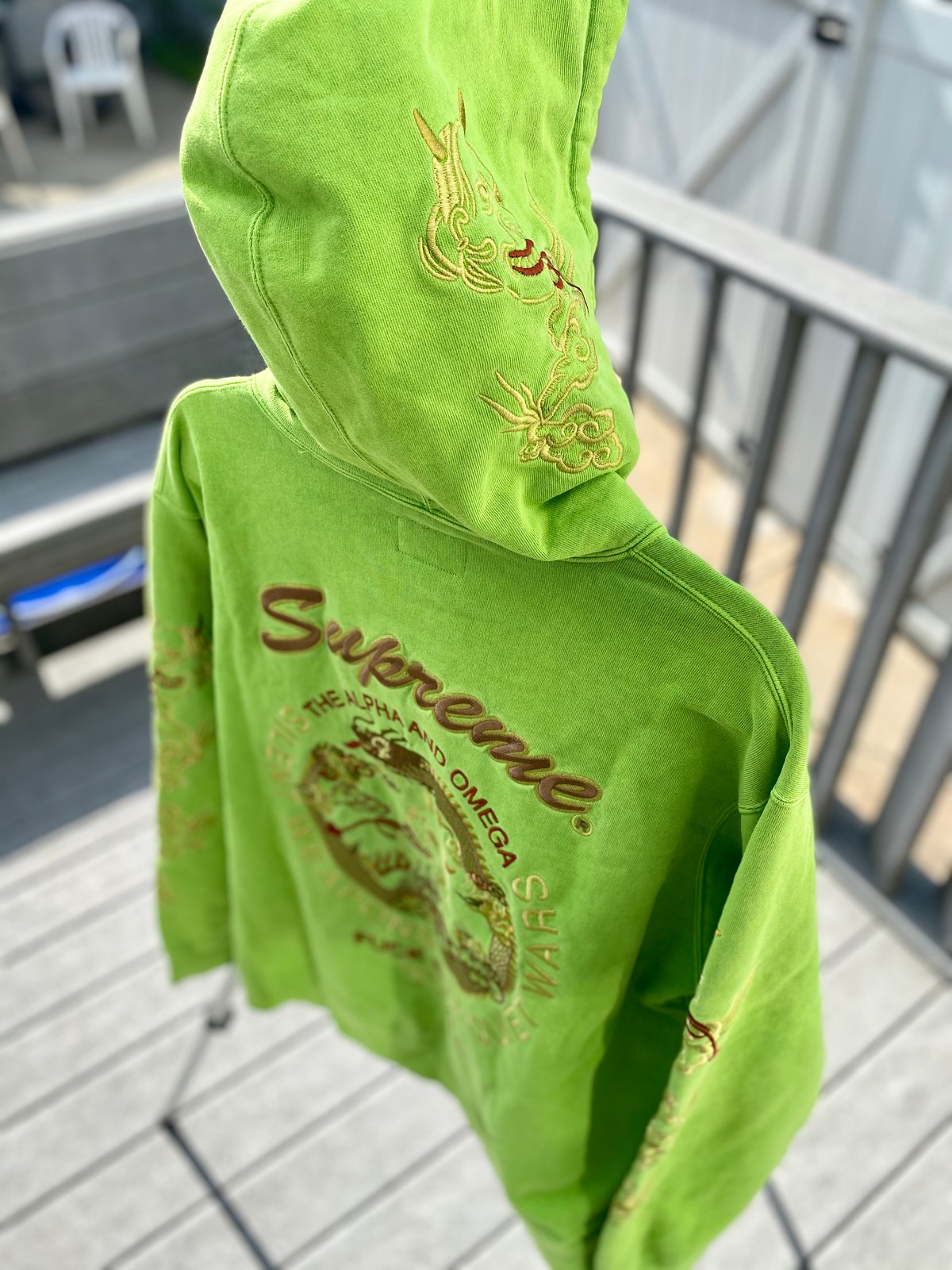 supreme dragon overdyed hoodie