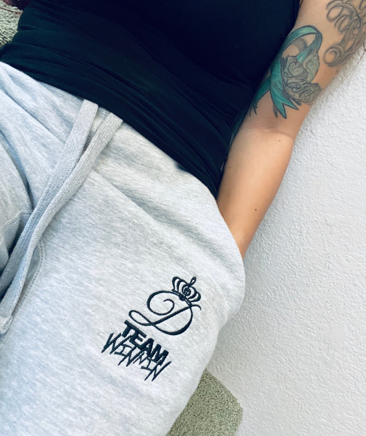 LIGHT GREY Joggers (Unisex) with Embroidered Logos *Matches Light Grey  Hoodies