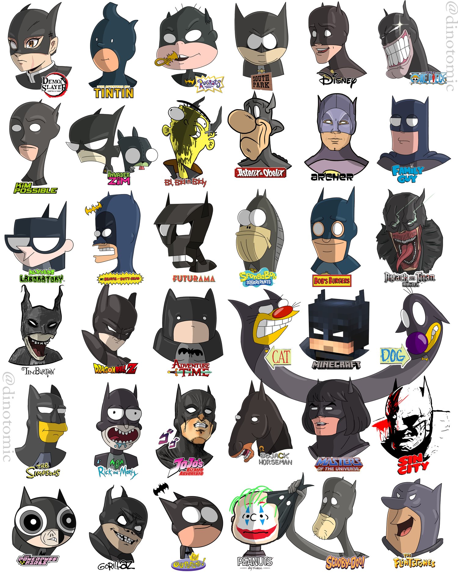 Image of #226 Batman drawn in 36 styles 