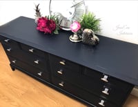 Image 2 of Rare Stag Minstrel Large CHEST OF DRAWERS / SIDEBOARD painted in Navy Blue 