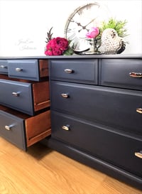 Image 5 of Rare Stag Minstrel Large CHEST OF DRAWERS / SIDEBOARD painted in Navy Blue 