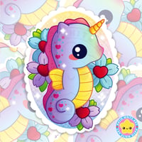 Kawaii Magic Seahorse Holographic Sticker