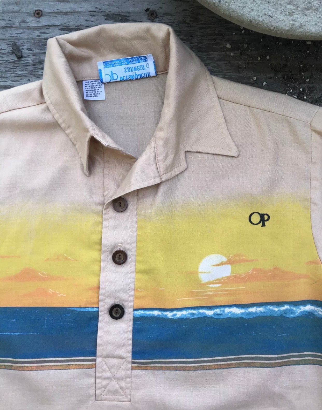 Image of Rare 1970s Op Ocean Pacific Surf Hawaiian Shirt ~ Dogtown