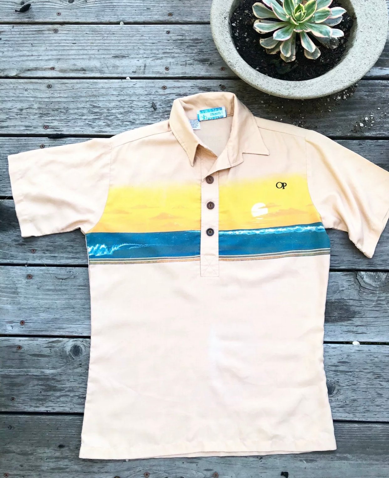 Image of Rare 1970s Op Ocean Pacific Surf Hawaiian Shirt ~ Dogtown