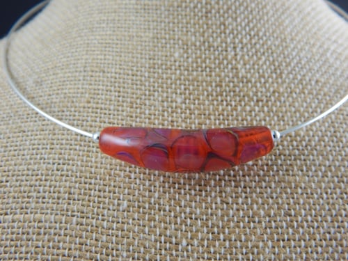Image of Artisan Glass • Choker with curved Bead in Orange and Pink