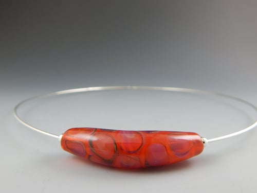 Image of Artisan Glass • Choker with curved Bead in Orange and Pink