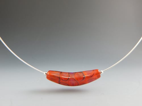Image of Artisan Glass • Choker with curved Bead in Orange and Pink