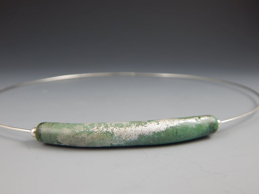 Image of Artisan Glass • Choker with Curved Patina Bead