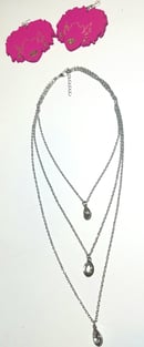 Image 2 of Pinky Queen Earrings & Drop Layered Necklace Set