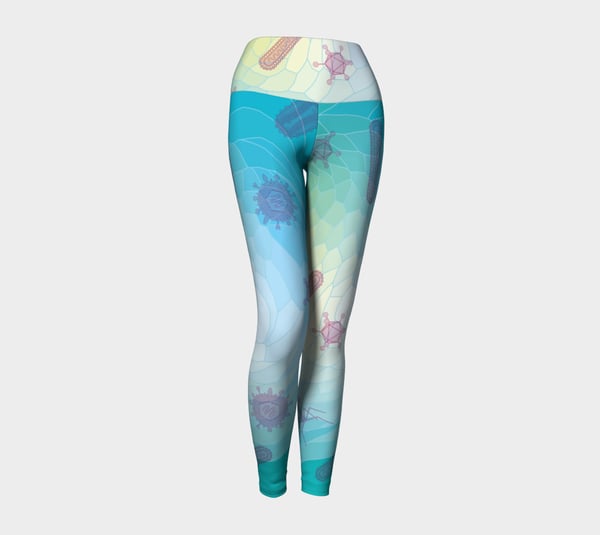 Image of Geometric Virus Yoga Leggings - Blue