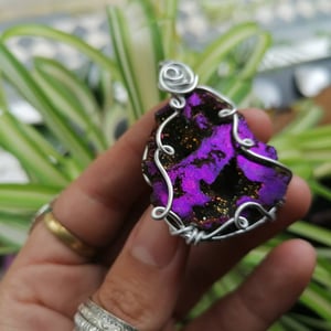 Image of Rainbow titanium aura silver necklace