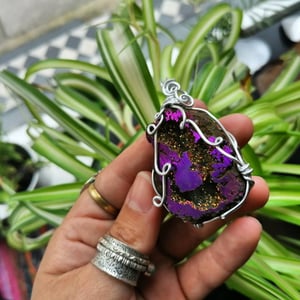 Image of Rainbow titanium aura silver necklace 