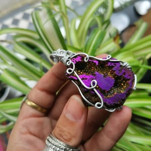 Image of Rainbow titanium aura silver necklace 