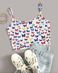 Multicolored Butterfly Print Cropped Cami Top