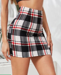 Plaid Print Mini Bodycon Skirt