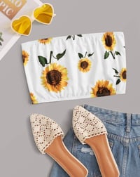 Sunflower Print Bandeau Top