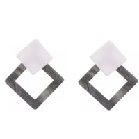 Image 1 of Grey and White Statement Earrings