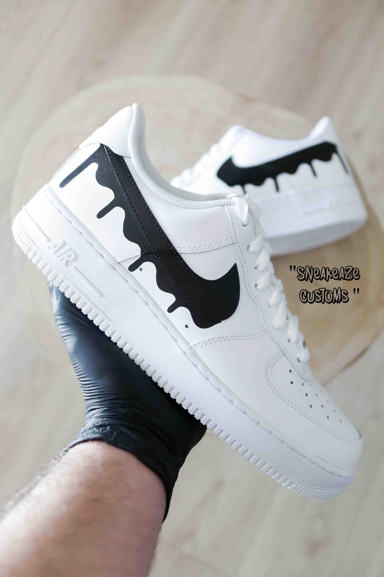Custom Black White Nike Drip Air Force 1