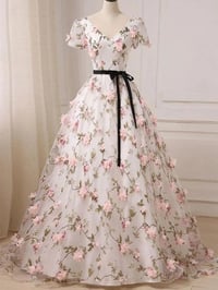 Image 2 of Charming Floral Long Ball Gown Formal Dress, Flower Evening Dress Prom Dress