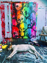 Image 1 of Rainbow Larger Skull design on CANVAS