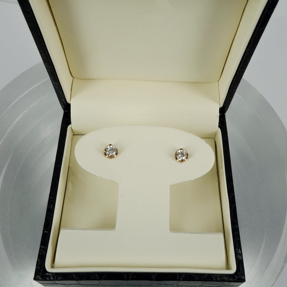 Image of 9ct yellow gold diamond stud earrings 