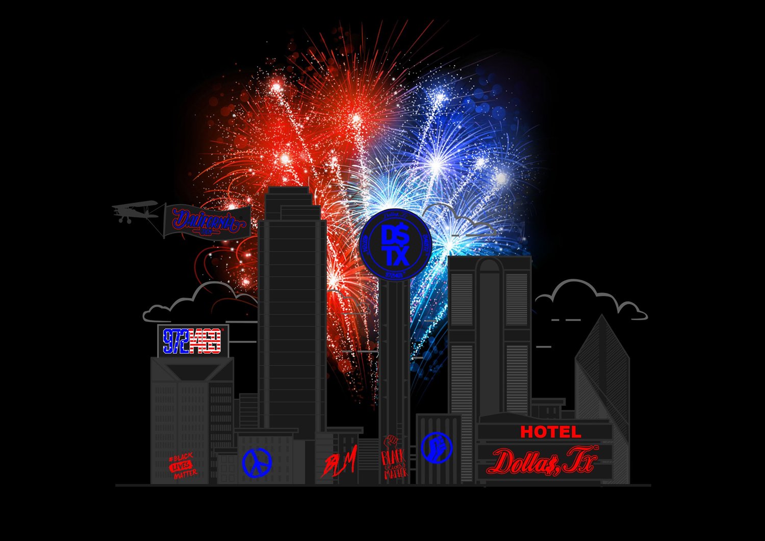 Image of "BLACKED OUT 4th Of July" Black Tee