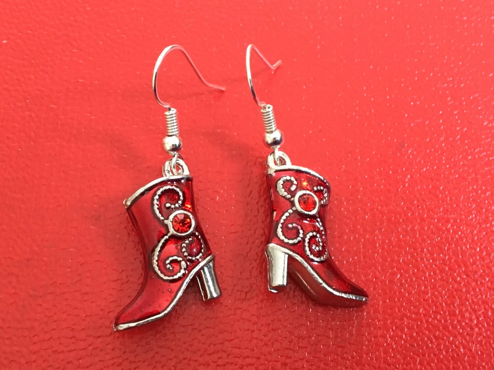 Image of Little red boot earrings