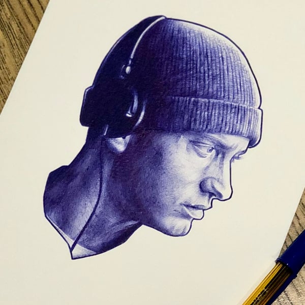 Image of EMINEM - BIRO PORTRAIT * ORIGINAL*