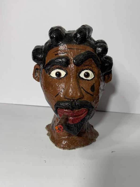 Image of Cement Braided Olmec Head 