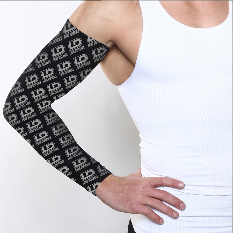 Image of Black Long Distance all over print compression sleeve