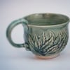 Porcelain Green Hand Carved Leaf Mug