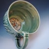 Porcelain Green Hand Carved Leaf Mug