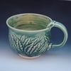 Porcelain Green Hand Carved Leaf Mug
