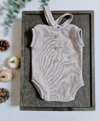 Image 1 of Newborn boy onesie for photoshoot | Robbie| neutral beige | sleeveless