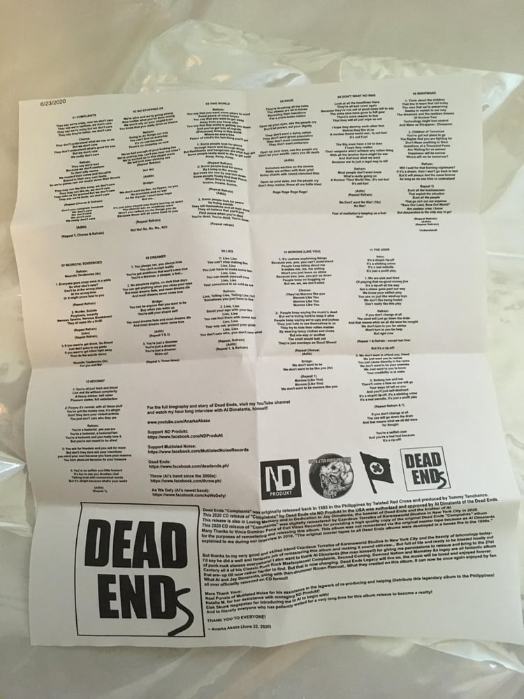 Image of Dead Ends - Complaints CD