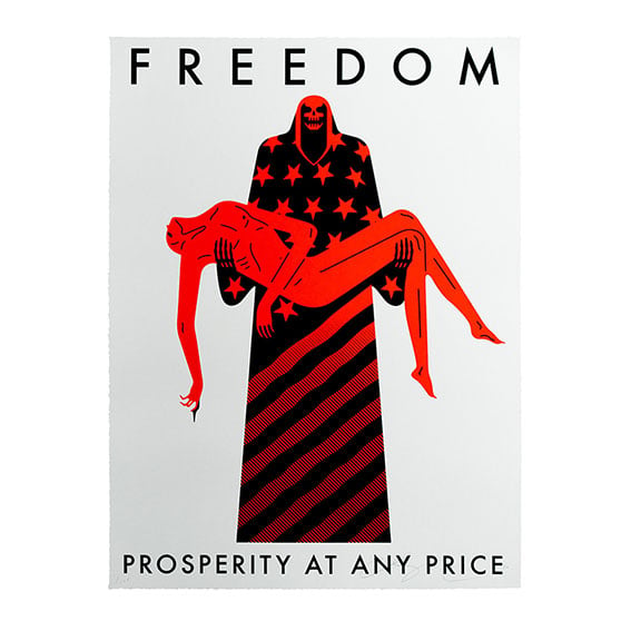 Image of CLEON PETERSON - FREEDOM / PROSPERITY AT ANY PRICE (WHITE) COVID 19