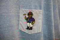 Image 3 of Tri-blend Light Blue Teddy Bear Pocket Tee Shirt