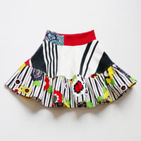 Image 1 of summer stripe navy blue red stripes flowers vintage fabric size 4 four print bright flouncy skirt