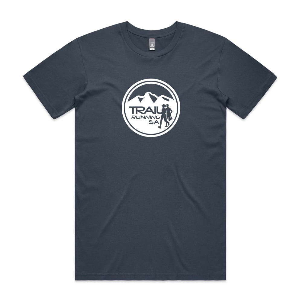 Image of Men's Round Logo Cotton T-Shirt - Petrol Blue
