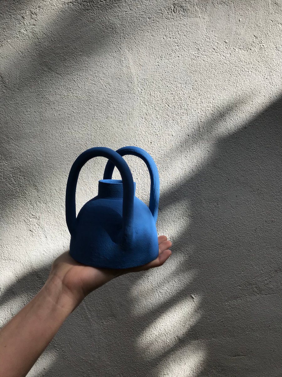 Image of BLUE VASE with TWO HANDLE