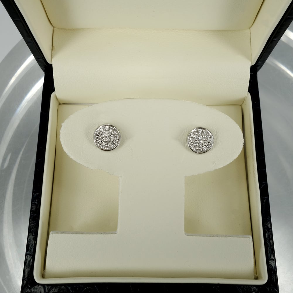 Image of PJ5549 - 14ct white gold pave set stud earrings 